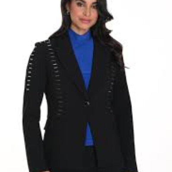 243411U Black Jacket with Silver Hardware by FRANK LYMAN